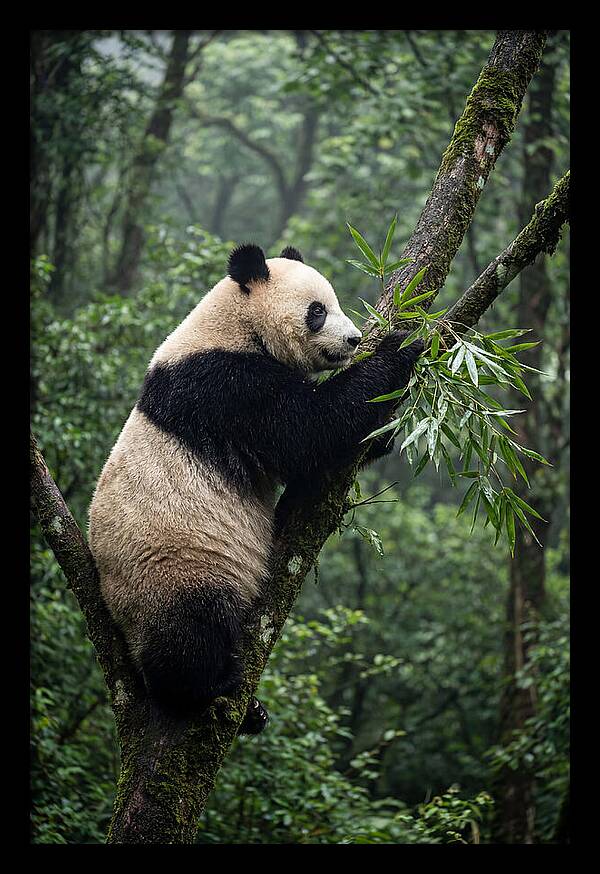 Climbing Panda Among Trees