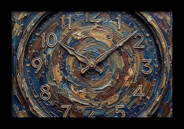 Clock In Swirling Colors