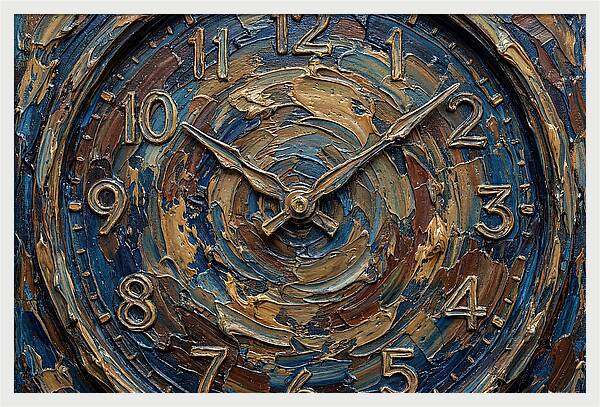 Clock In Swirling Colors
