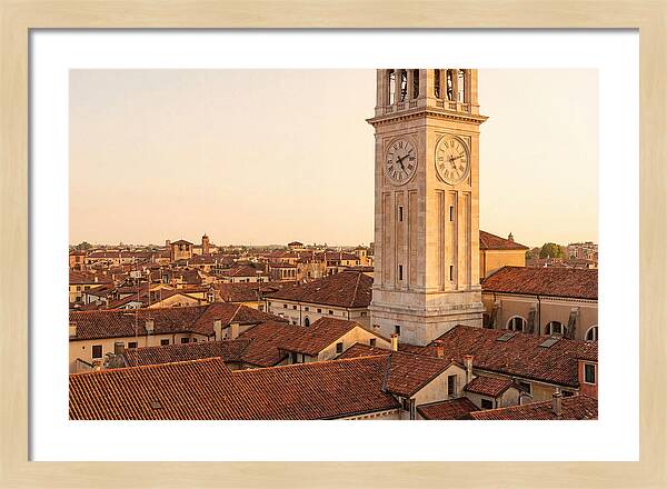 Clock Tower Above Red Tile Rooftops