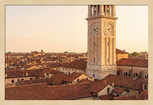 Clock Tower Above Red Tile Rooftops