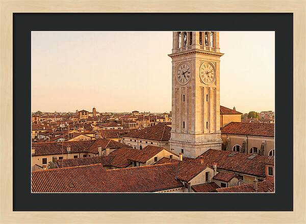 Clock Tower Above Red Tile Rooftops