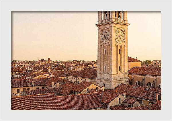 Clock Tower Above Red Tile Rooftops