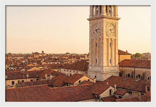 Clock Tower Above Red Tile Rooftops