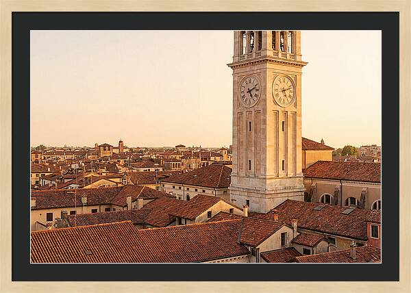 Clock Tower Above Red Tile Rooftops