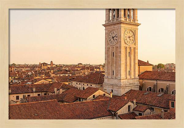 Clock Tower Above Red Tile Rooftops