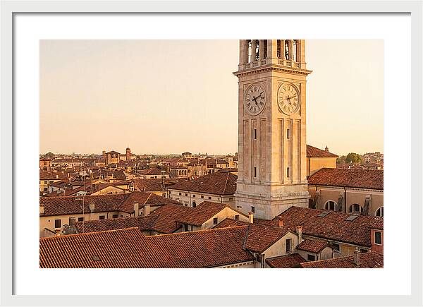 Clock Tower Above Red Tile Rooftops