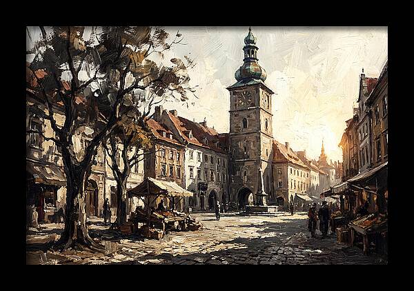 Clock Tower Overlooking Town Square