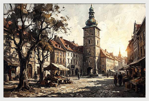 Clock Tower Overlooking Town Square