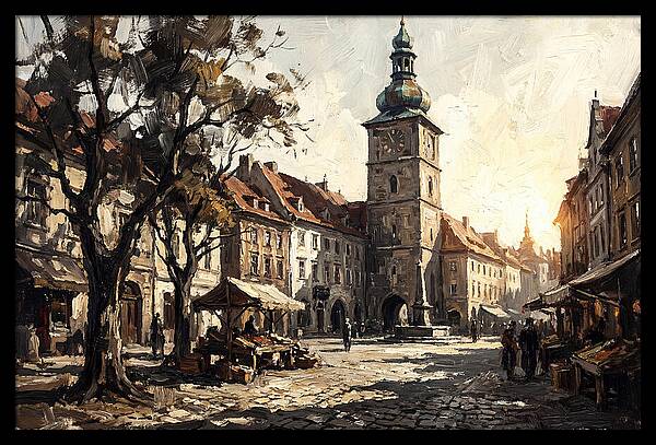 Clock Tower Overlooking Town Square