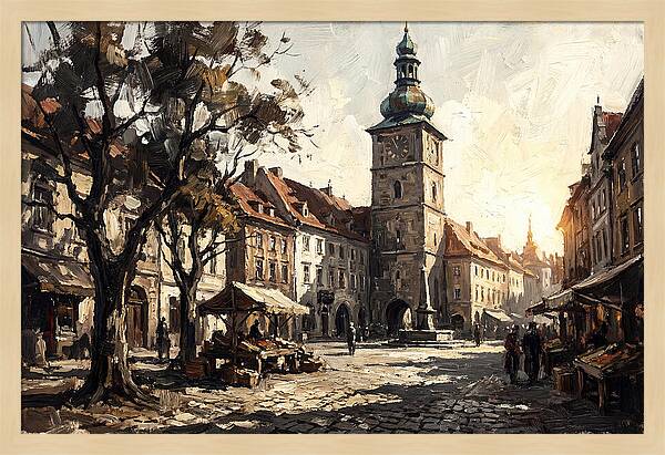 Clock Tower Overlooking Town Square