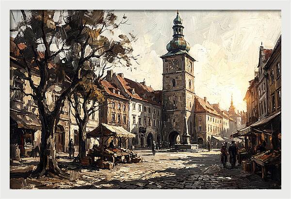 Clock Tower Overlooking Town Square