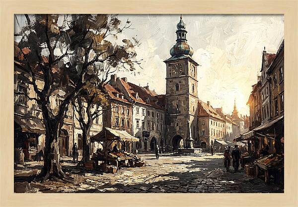 Clock Tower Overlooking Town Square