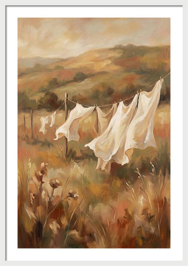 Clothesline With White Sheets