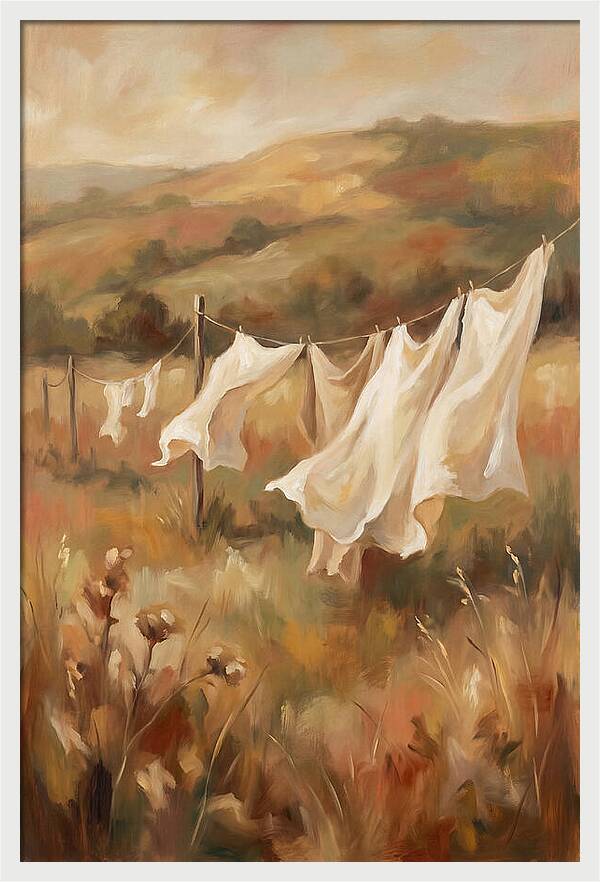 Clothesline With White Sheets