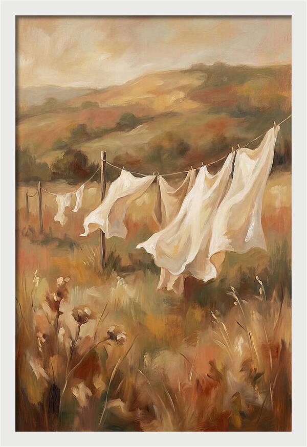 Clothesline With White Sheets