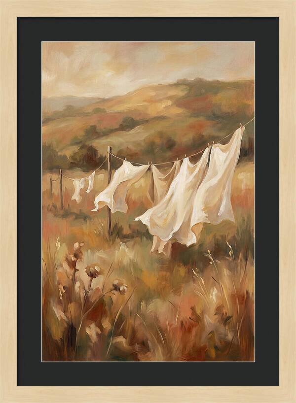 Clothesline With White Sheets