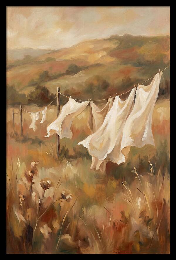 Clothesline With White Sheets
