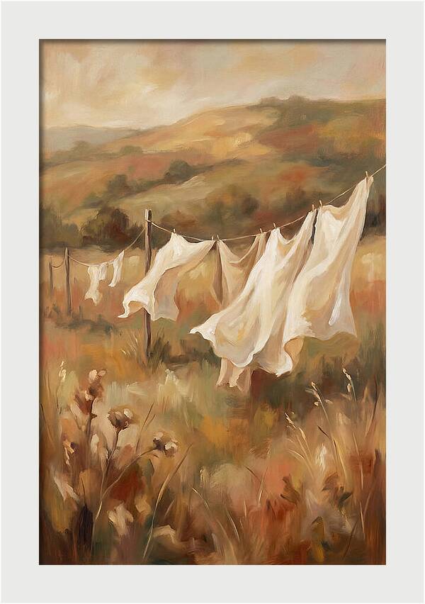 Clothesline With White Sheets