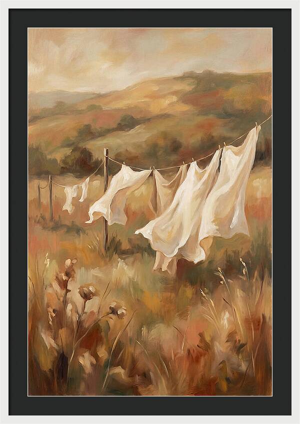 Clothesline With White Sheets