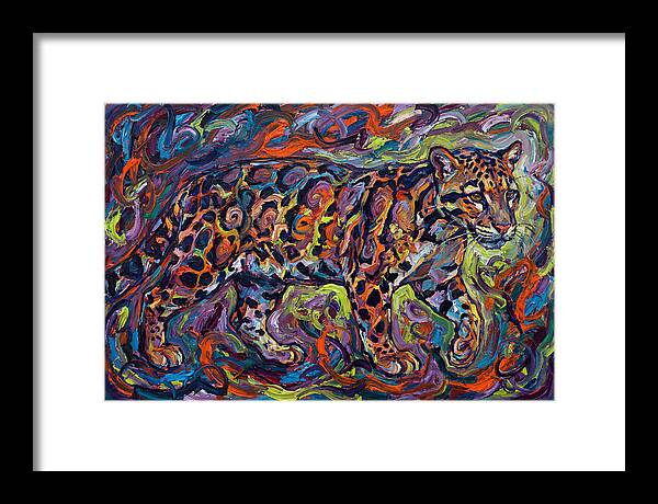 Clouded Leopard In Vibrant Swirls