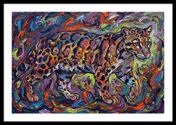 Clouded Leopard In Vibrant Swirls