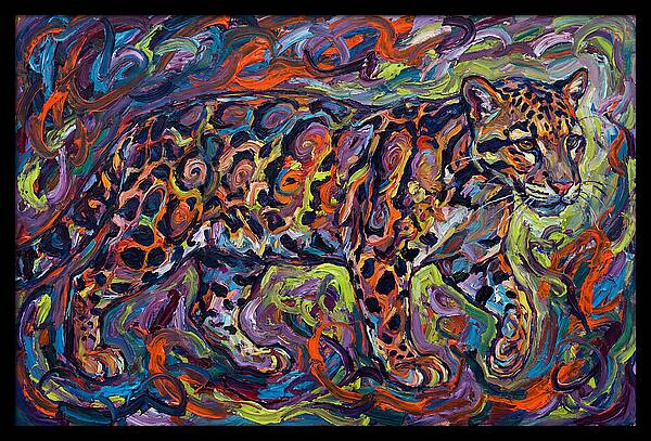 Clouded Leopard In Vibrant Swirls
