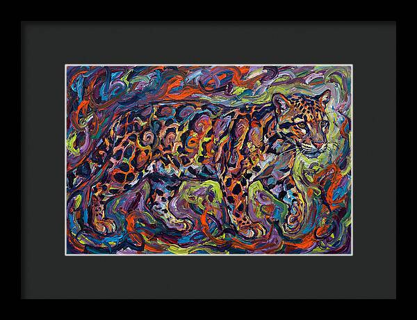 Clouded Leopard In Vibrant Swirls