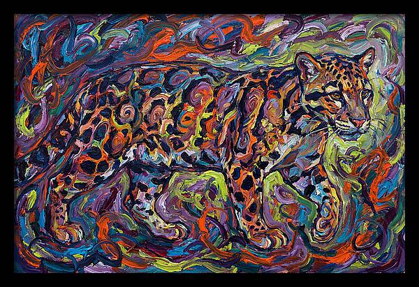 Clouded Leopard In Vibrant Swirls