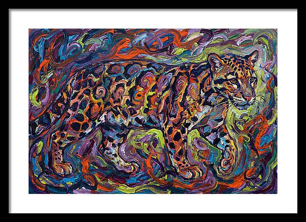 Clouded Leopard In Vibrant Swirls