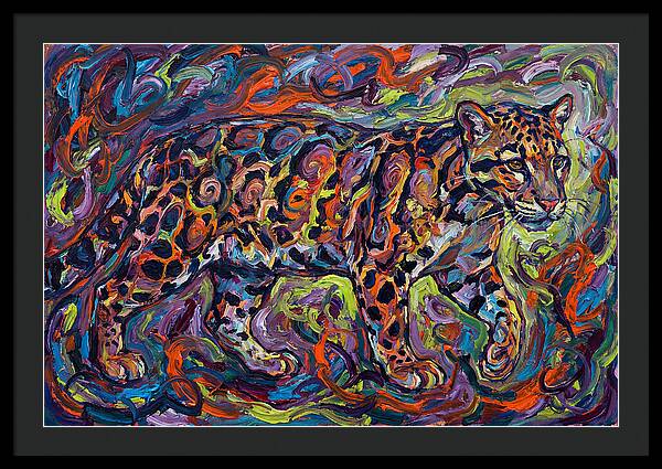 Clouded Leopard In Vibrant Swirls