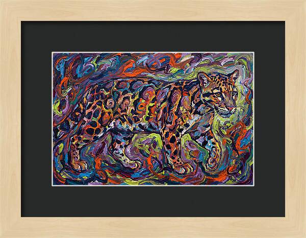Clouded Leopard In Vibrant Swirls