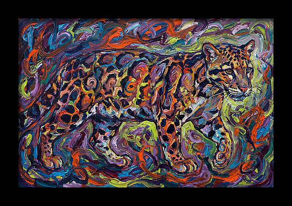 Clouded Leopard In Vibrant Swirls