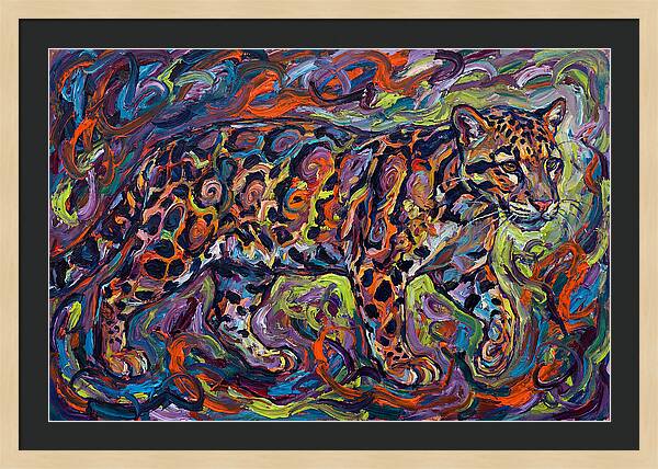 Clouded Leopard In Vibrant Swirls
