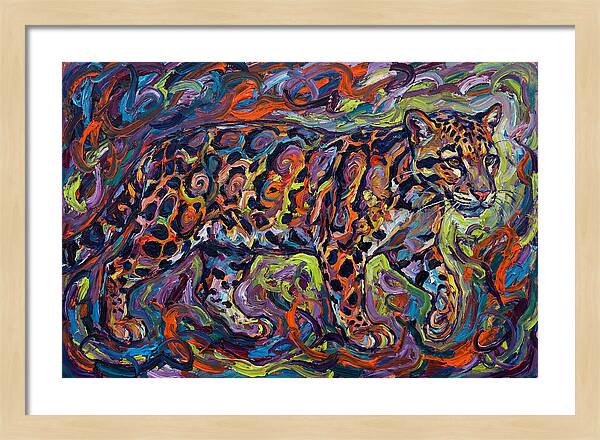 Clouded Leopard In Vibrant Swirls