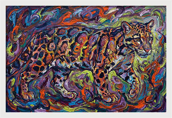 Clouded Leopard In Vibrant Swirls
