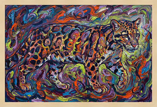 Clouded Leopard In Vibrant Swirls