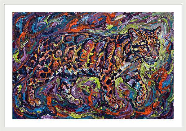 Clouded Leopard In Vibrant Swirls