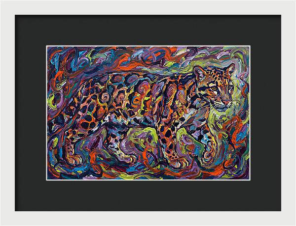 Clouded Leopard In Vibrant Swirls