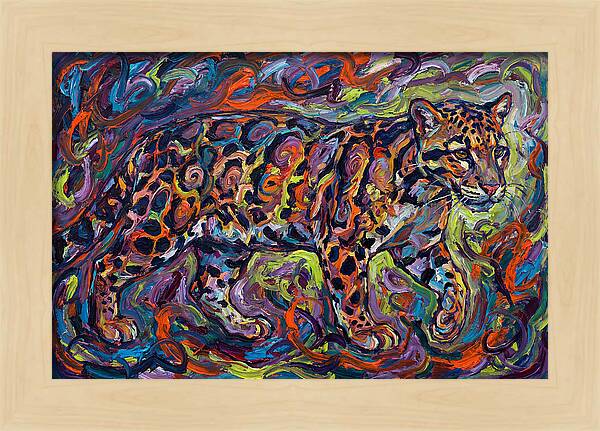 Clouded Leopard In Vibrant Swirls