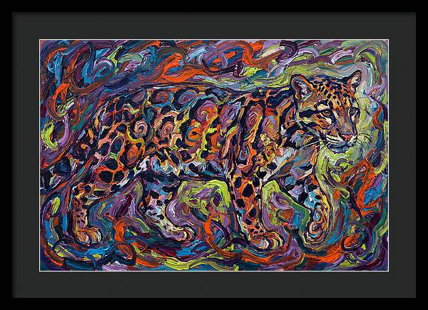 Clouded Leopard In Vibrant Swirls