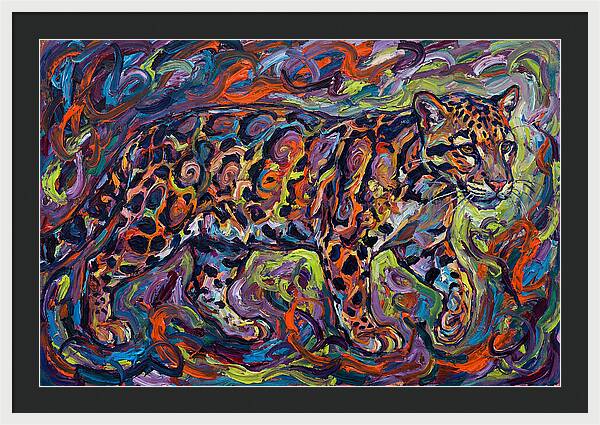 Clouded Leopard In Vibrant Swirls
