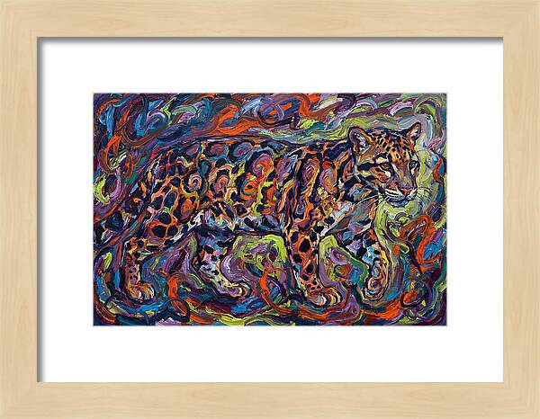 Clouded Leopard In Vibrant Swirls