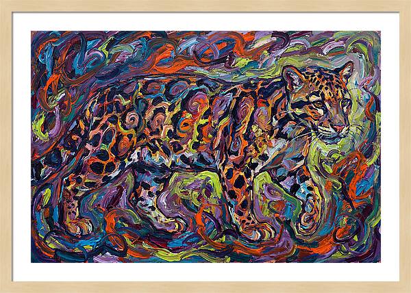 Clouded Leopard In Vibrant Swirls