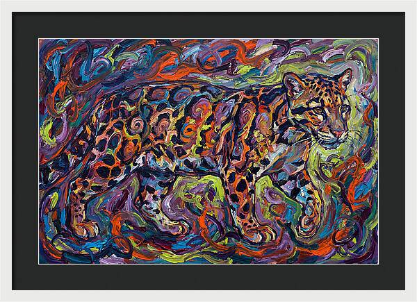 Clouded Leopard In Vibrant Swirls