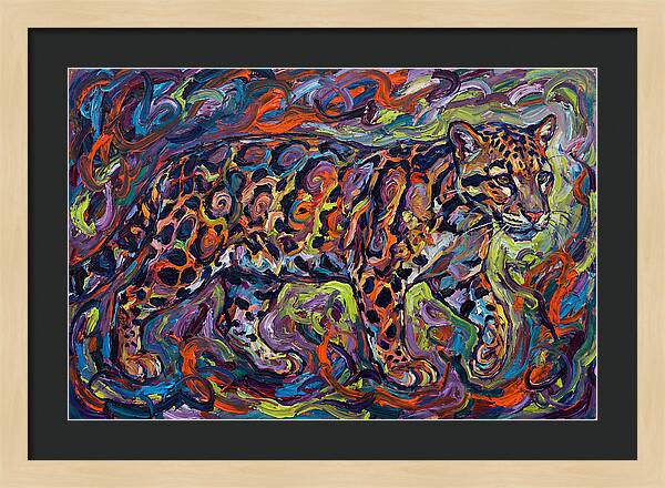 Clouded Leopard In Vibrant Swirls