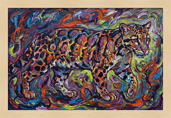 Clouded Leopard In Vibrant Swirls