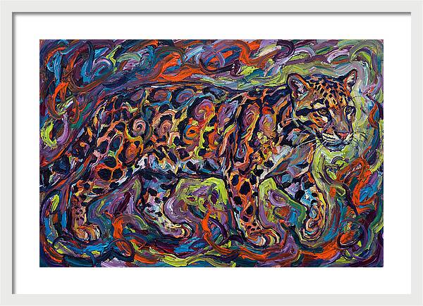 Clouded Leopard In Vibrant Swirls