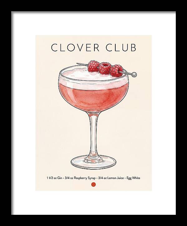 Clover Club Minimal Ink And Watercolor Cocktail Recipe