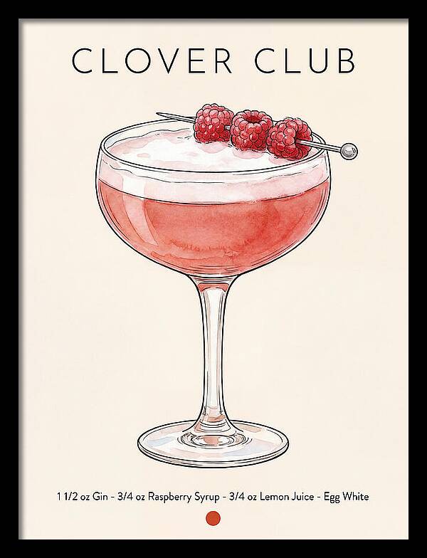 Clover Club Minimal Ink And Watercolor Cocktail Recipe